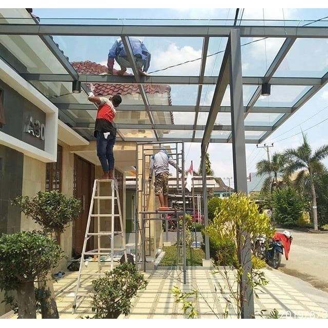 pemasangan Kanopi Kaca Laminated untuk rumah
